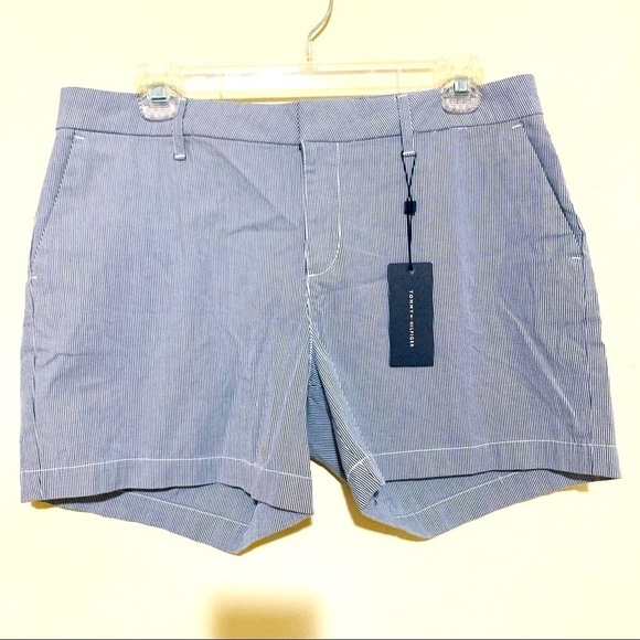 NWT TOMMY HILFIGER blue striped chino shorts 10 - Picture 1 of 9